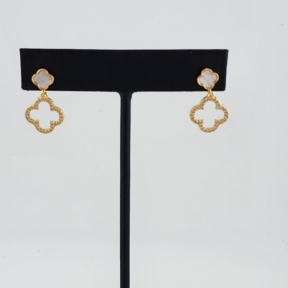 Brand New Brazilian 18k Gold Filled Double Clover Earrings - Picture 1 of 9